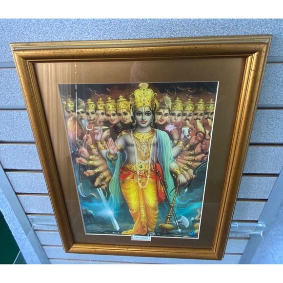 💥 Hindu Art Print Vishnu Vishwaroopa💥 Professionally Framed 19.5" x 13.5" In💥 - Picture 13 of 15